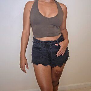 Black high wasted distressed Kancan shorts
